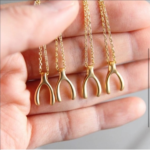 NWT Wishbone Dainty Pendant Necklace Gold - Picture 6 of 6